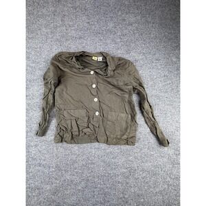 Islander Jacket Womens Small Green Linen Blend Lightweight Button Front Pockets